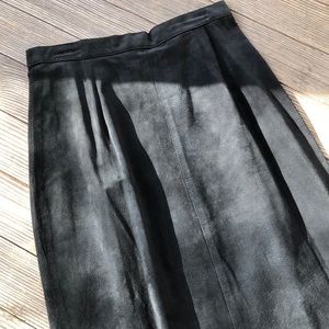 Black suede leather midi pencil skirt by GRS, size 6